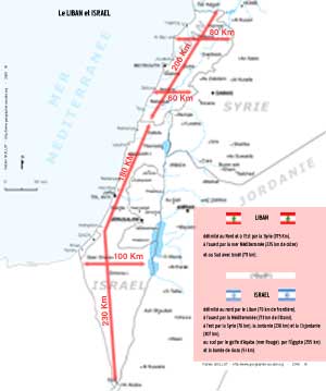 Carte du Liban et Israël - (Fabien Guillot - www.geographie-sociale.org)